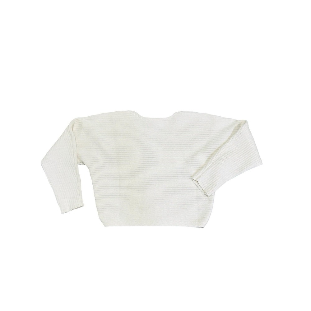 Reformation Ribbed Crop Sweater M 100% Organic Cotton Cream Long Sleeve - Picture 2 of 7